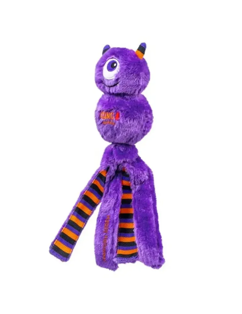 KONG Peluche Halloween Wubba Monstruo Morado — vista lateral del juguete KONG Halloween Wubba Monster Purple para perros