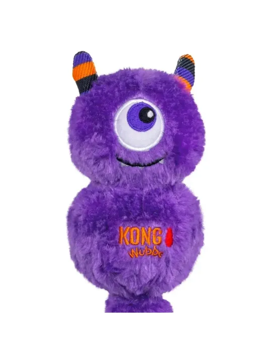 KONG Peluche Halloween Wubba Monstruo Morado — detalle de la cabeza del juguete KONG Halloween Wubba Monster Purple