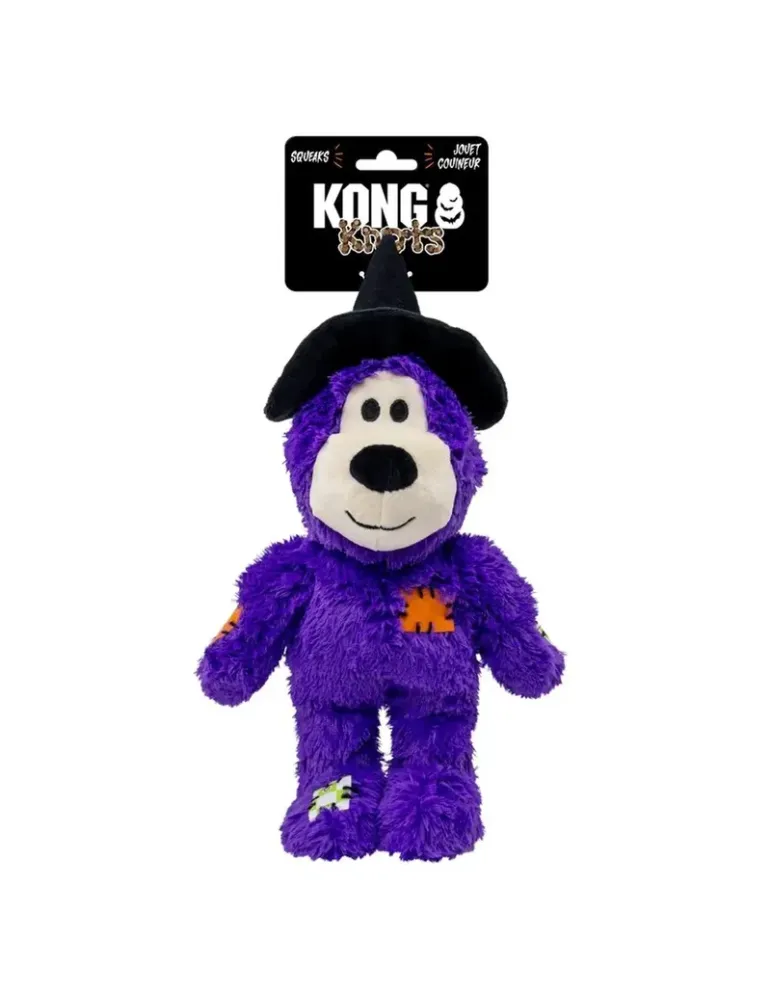 KONG Peluche Halloween Wild Knots Oso Bruja Morado — juguete de Halloween