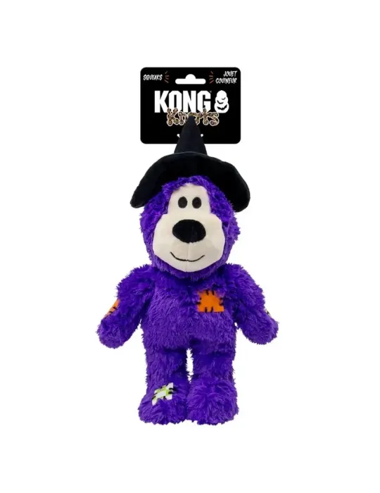 KONG Peluche Halloween Wild Knots Oso Bruja Morado — juguete de Halloween