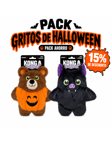 Pack Gritos de Halloween – KONG Snuzzles Pumpkin Bear + Bat
