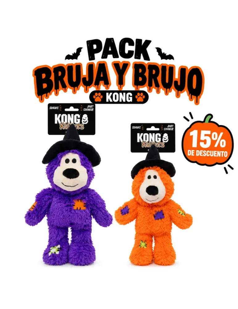 Pack Bruja y brujo Halloween -  KONG Wild Knots — juguete de Halloween