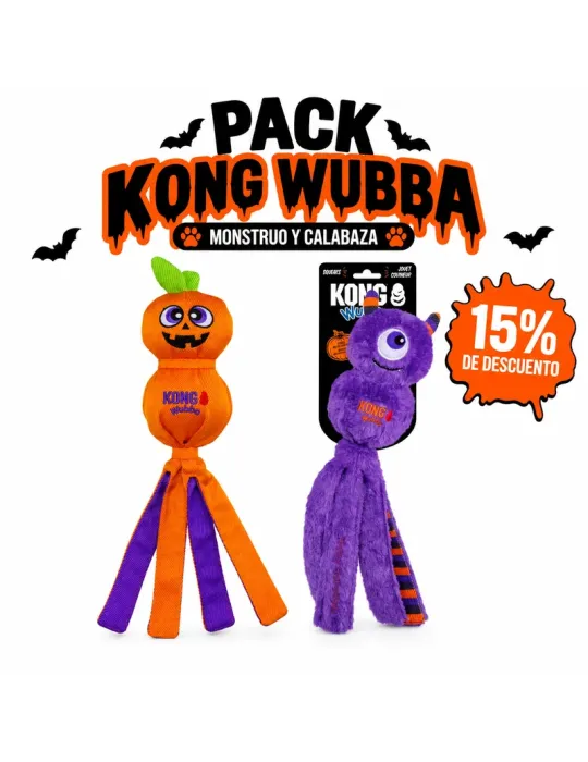 Pack KONG Wubba Halloween Monstruo y Calabaza — juguete de Halloween