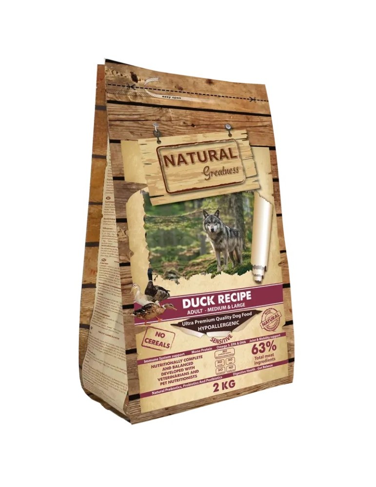 Natural Greatness Pato Sensitive Medium & Large 2 kg, vista derecha