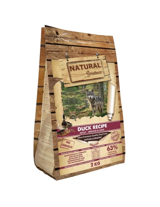 Natural Greatness Pato Sensitive Medium & Large 2 kg, vista derecha