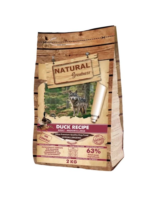 Natural Greatness Pato Sensitive Medium & Large 2 kg, vista izquierda