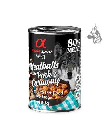 Alpha Spirit Albóndigas de Cerdo y Alcaravea, comida húmeda para perros de 400 g