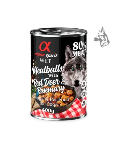 Alpha Spirit Albóndigas de Ciervo y Romero, comida húmeda para perros de 400 g