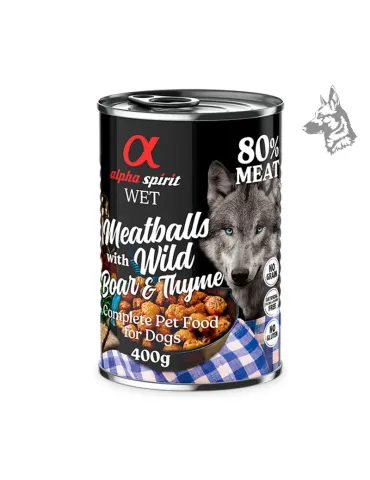 Alpha Spirit Albóndigas de Jabalí y Tomillo, comida húmeda para perros de 400 g