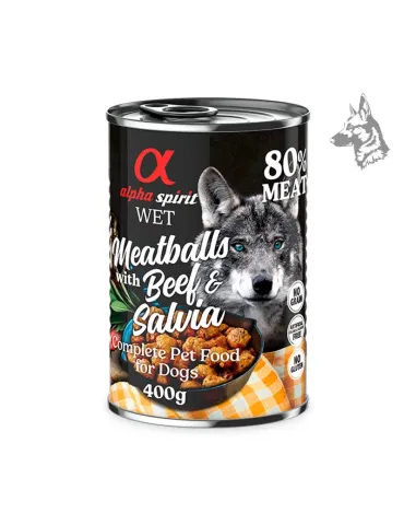 Alpha Spirit Albóndigas de Ternera y Salvia, comida húmeda para perros de 400 g