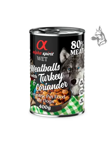 Alpha Spirit Albóndigas de Pavo y Cilantro, comida húmeda para perros de 400 g
