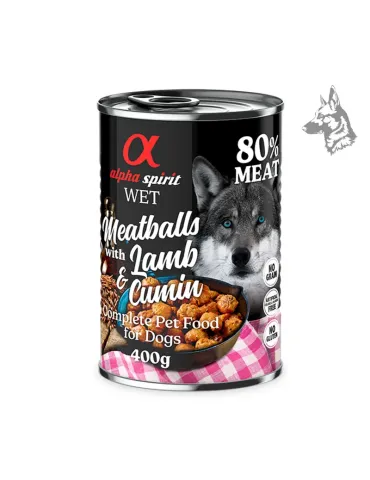 Alpha Spirit Albóndigas de Cordero y Comino, comida húmeda para perros de 400 g