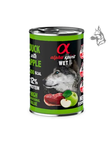 Alpha Spirit Lata de Pato con Manzana Verde, comida húmeda para perros de 400 g