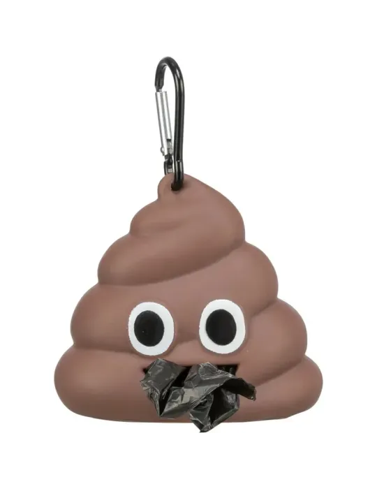 Dispensador de bolsas recoge cacas Trixie Emoji marrón con mosquetón