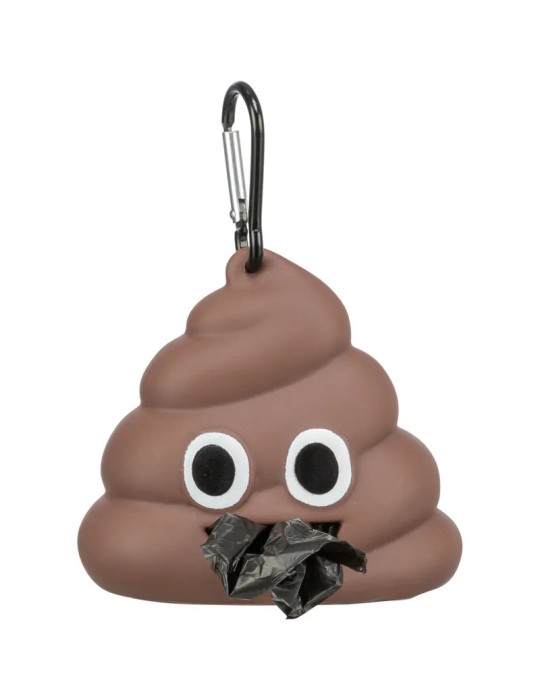 Dispensador de bolsas recoge cacas Trixie Emoji marrón con mosquetón