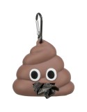 Dispensador de bolsas recoge cacas Trixie Emoji marrón con mosquetón