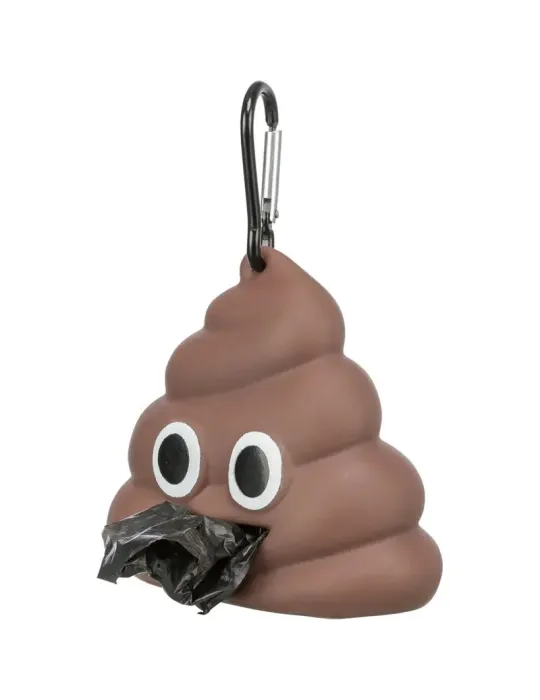 Dispensador de bolsas recoge cacas Trixie Emoji marrón con mosquetón