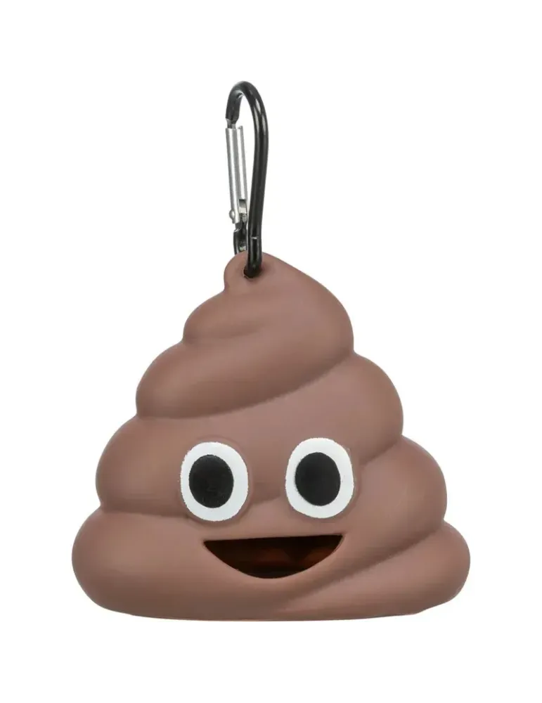 Dispensador de bolsas recoge cacas Trixie Emoji marrón con mosquetón