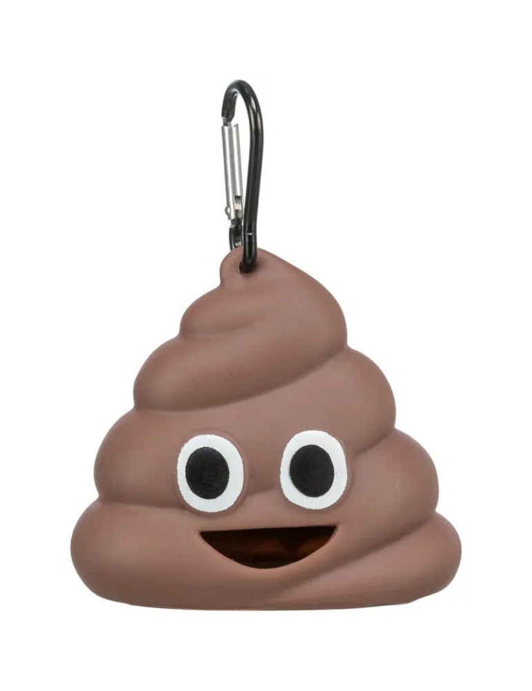 Dispensador de bolsas recoge cacas Trixie Emoji marrón con mosquetón