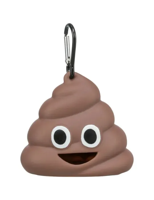 Dispensador de bolsas recoge cacas Trixie Emoji marrón con mosquetón