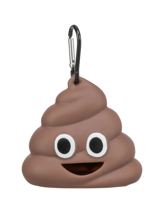 Dispensador de bolsas recoge cacas Trixie Emoji marrón con mosquetón