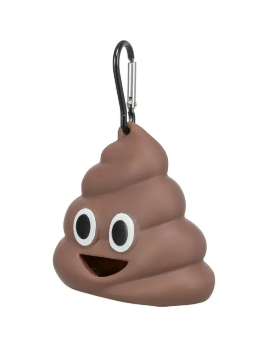 Dispensador de bolsas recoge cacas Trixie Emoji marrón con mosquetón