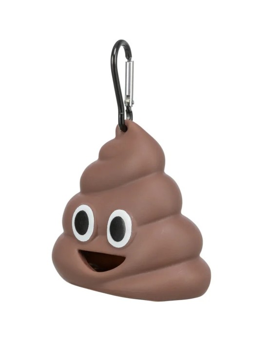 Dispensador de bolsas recoge cacas Trixie Emoji marrón con mosquetón