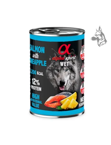 Alpha Spirit Lata de Salmón con Piña, comida húmeda para perros de 400 g