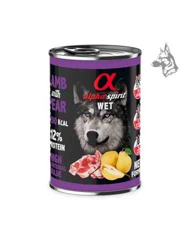 Alpha Spirit Lata de Cordero con Pera, comida húmeda para perros de 400 g