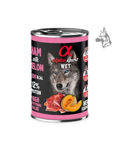 Alpha Spirit Lata de Jamón con Melón, comida húmeda para perros de 400 g