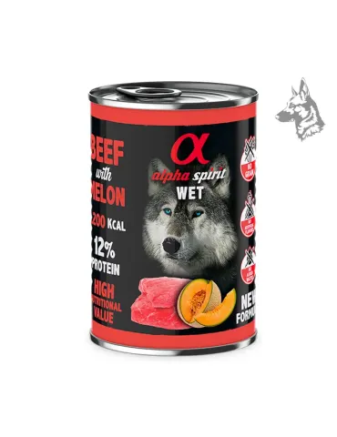 Alpha Spirit Lata de Ternera con Melón, comida húmeda para perros de 400 g