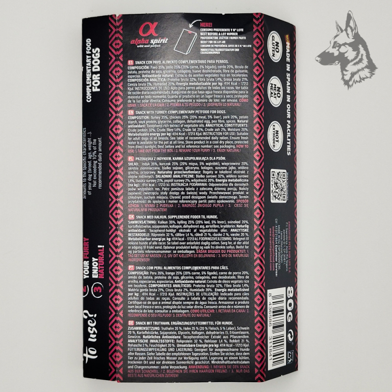 Alpha Spirit Natural Snacks Pavo