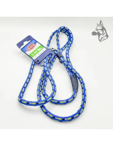 Correa de lazo Trixie Montain Rope azul para perros, tamaño S-M. Ideal para paseos seguros, fabricada en material resistente con