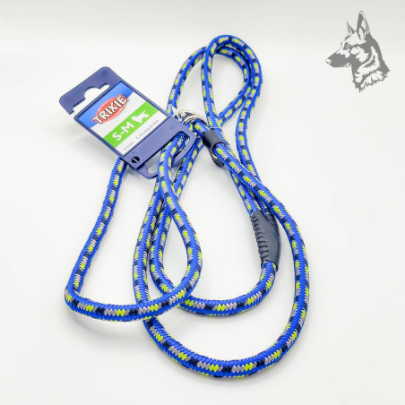 Correa de lazo Trixie Montain Rope azul para perros, tamaño S-M. Ideal para paseos seguros, fabricada en material resistente con