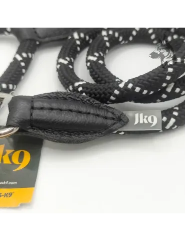 Correa de cuerda Julius-K9 IDC® negra con hilos reflectantes para mayor visibilidad nocturna, equipada con mosquetón metálico ro 2