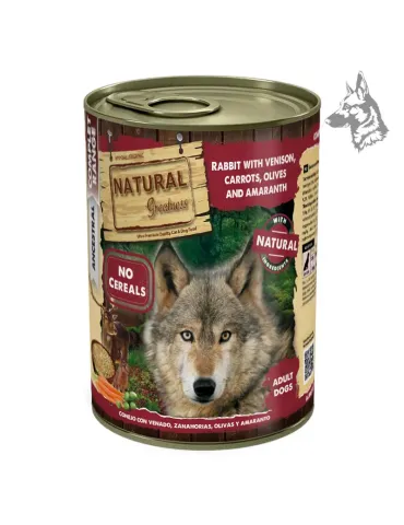 Natural Greatness Lata de Conejo y Venado - comida húmeda, 400 g