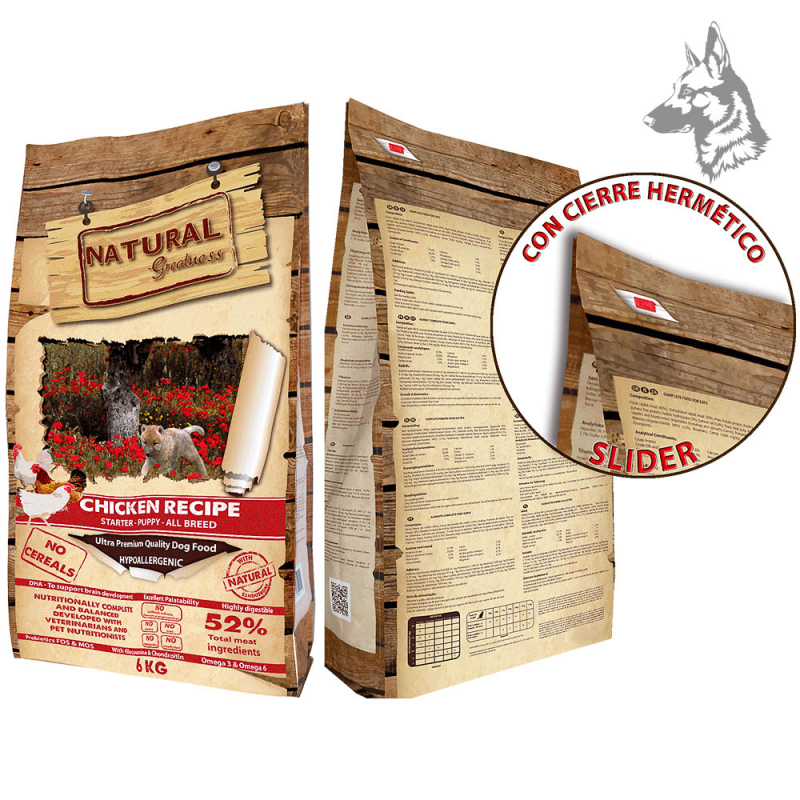 Saco de pienso Natural Greatness Salmon Recipe Mini de 6 kg, alimento hipoalergénico sin cereales para perros adultos de razas p