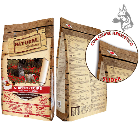 Saco de pienso Natural Greatness Salmon Recipe Mini de 6 kg, alimento hipoalergénico sin cereales para perros adultos de razas p