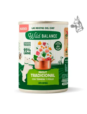 Wild Balance Lata Ragut Tradicional Ternera y Pollo, 400 g para perros