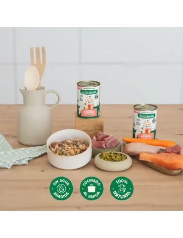 Wild Balance Lata Guiso del Pescador de Salmón y Cerdo, 400 g para perros 2