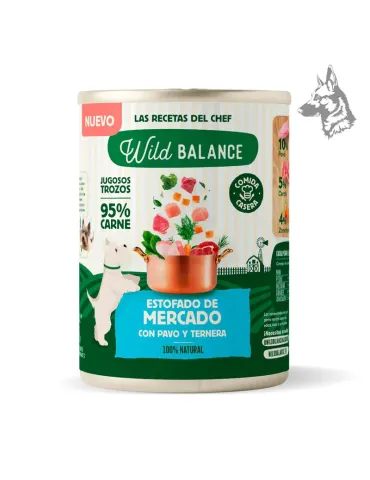 Wild Balance Lata Estofado de Mercado de Pavo y Ternera, 400 g para perros