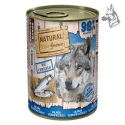 Lata de comida húmeda Natural Greatness de salmón monoproteico para perros. Fórmula hipoalergénica sin cereales con 98% de carne