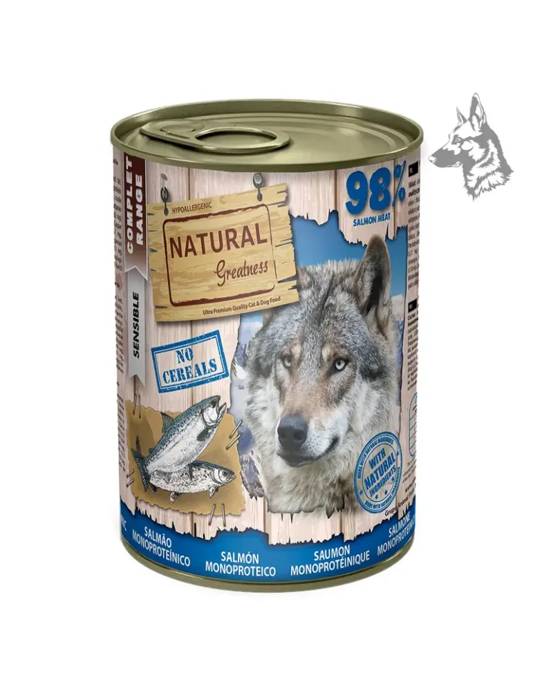 Natural Greatness Lata Monoproteica de Salmón - comida húmeda, 170 g y 400 g