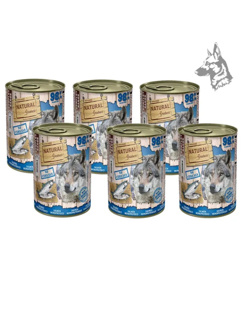 Natural Greatness Lata Monoproteica de Salmón - comida húmeda, 170 g y 400 g