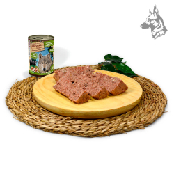 Lata de comida para perros Natural Greatness con receta de ternera Angus con setas, jengibre y romero. Alimento completo sin cer 2