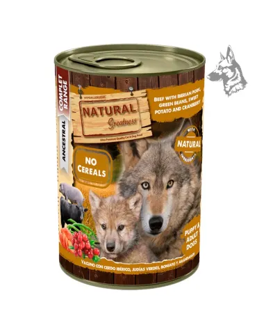 Natural Greatness Lata Vacuno y Cerdo Cachorros - comida húmeda, 400 g