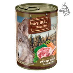 Ganso con brócoli y zanahorias - Lata de comida húmeda para perros Natural Woodland con ganso, brócoli y zanahorias. Alimento na