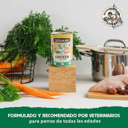 Lata de Pollo Wild Balance con Ingredientes Naturales - Producto recomendado por veterinarios, con carne de pollo y verduras, fo