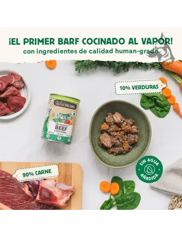 Wild Balance ternera con verduras, comida húmeda cocinada para perros en lata de 400 g 2