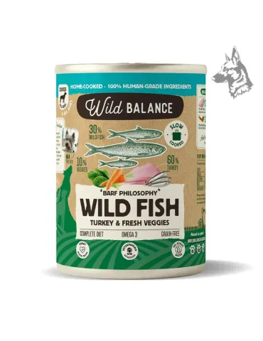 Lata Wild Balance Wild Fish de pavo y espadín para perros, 400 g